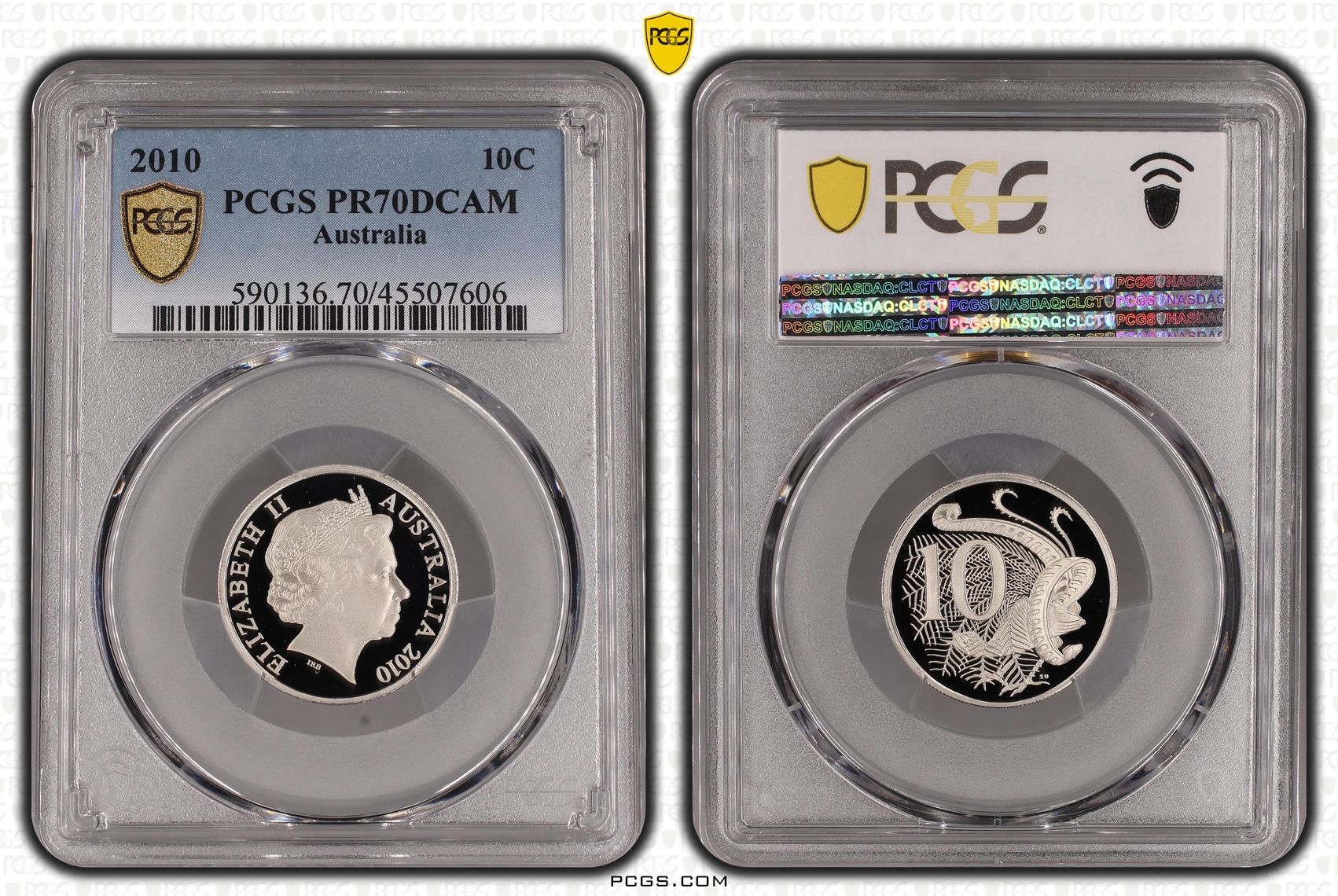 Elizabeth II, Ten Cent, 2010, PCGS PR 70DCAM