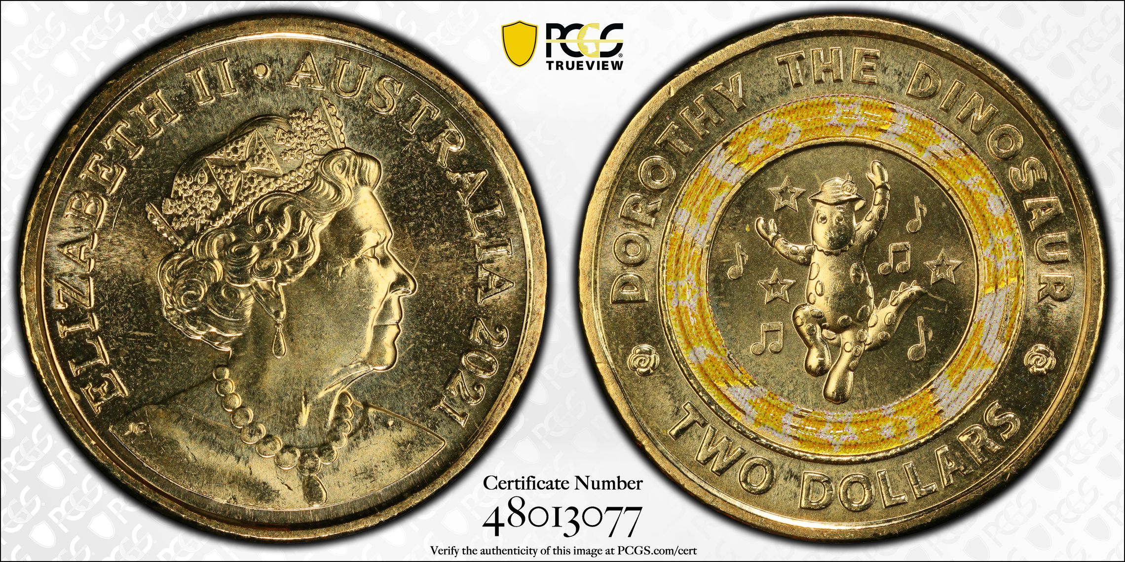 Wiggles-Dorothy the Dinosaur, Two Dollar, 2021, PCGS MS67