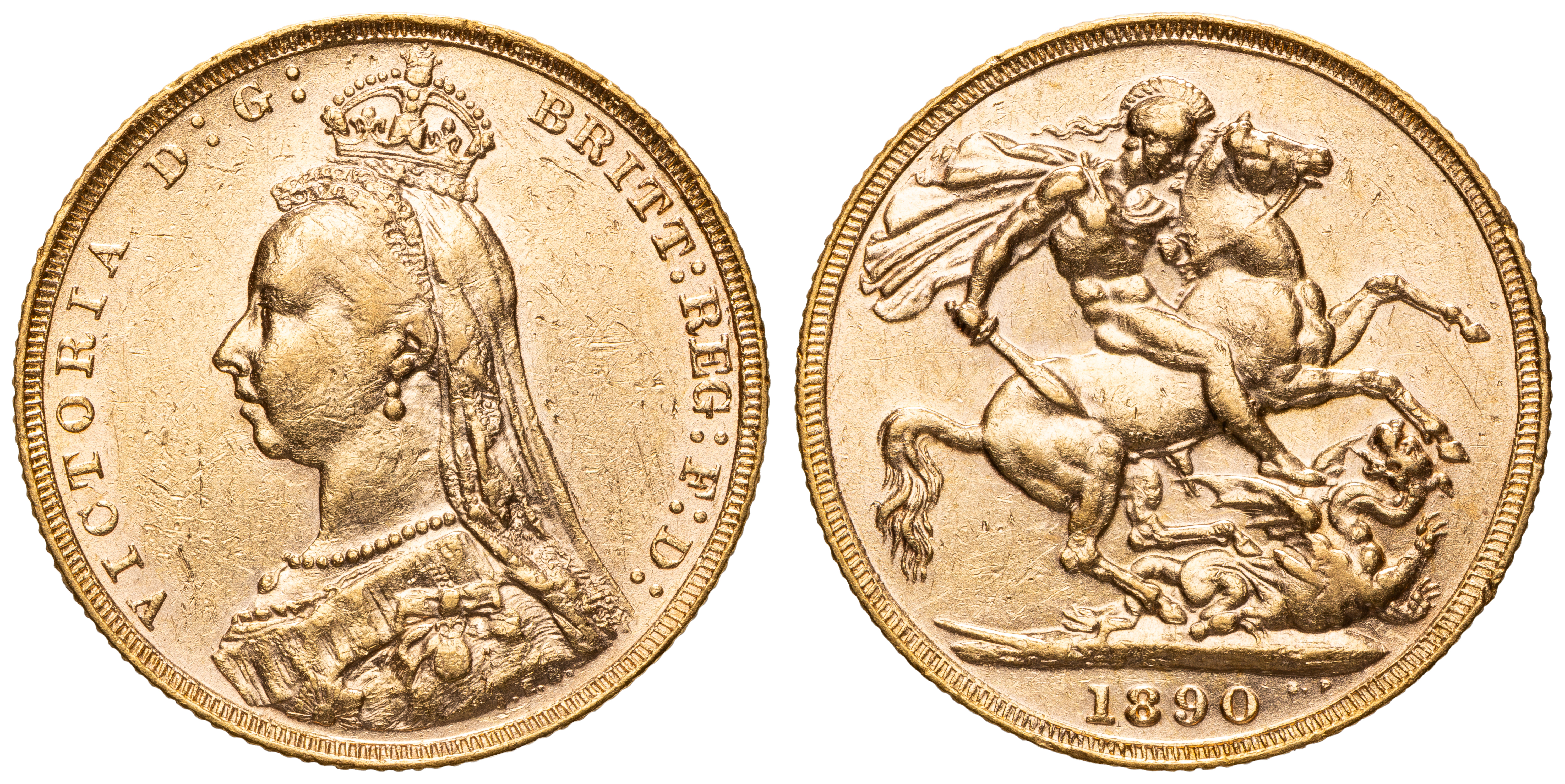 Victoria, Sovereign, 1890-M, EF