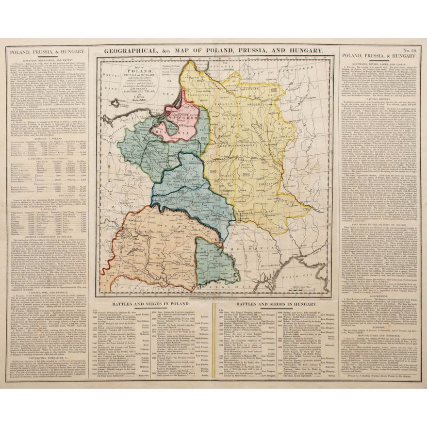 C. Gros | Map of Poland, Prussia and Hungary, indicating the places…
