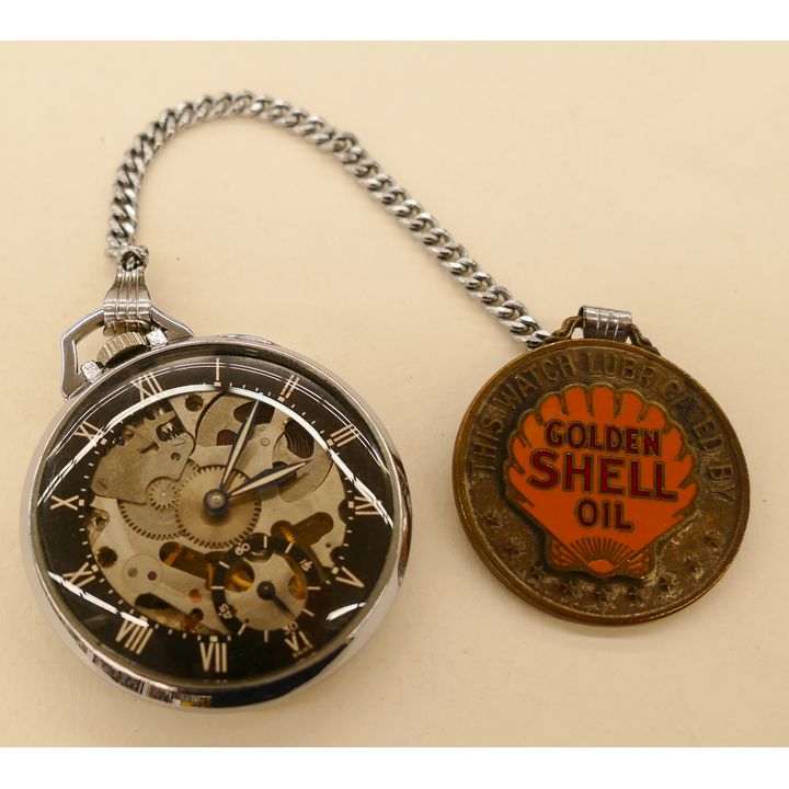Girard Perregaux Skeleton Pocket Watch w/ Shell Oil Fob