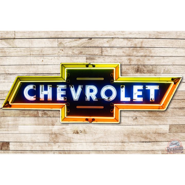 Rare 10' Chevrolet Single Sided Porcelain Neon Sign TAC 8