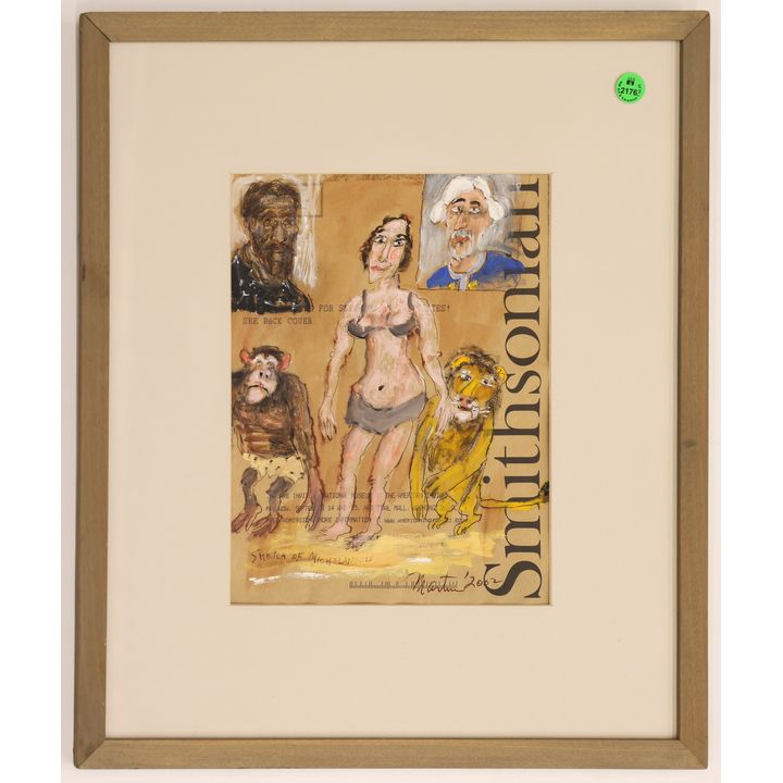 James Martin ''Sketch of Michelangelo'' Gouache on Paper
