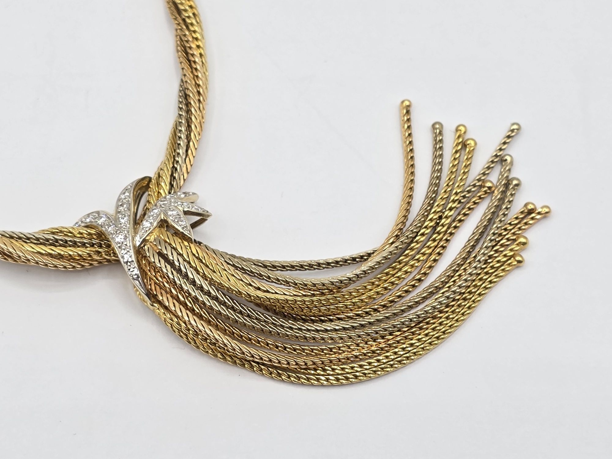 18ct Tri Tone Gold Diamond Necklace