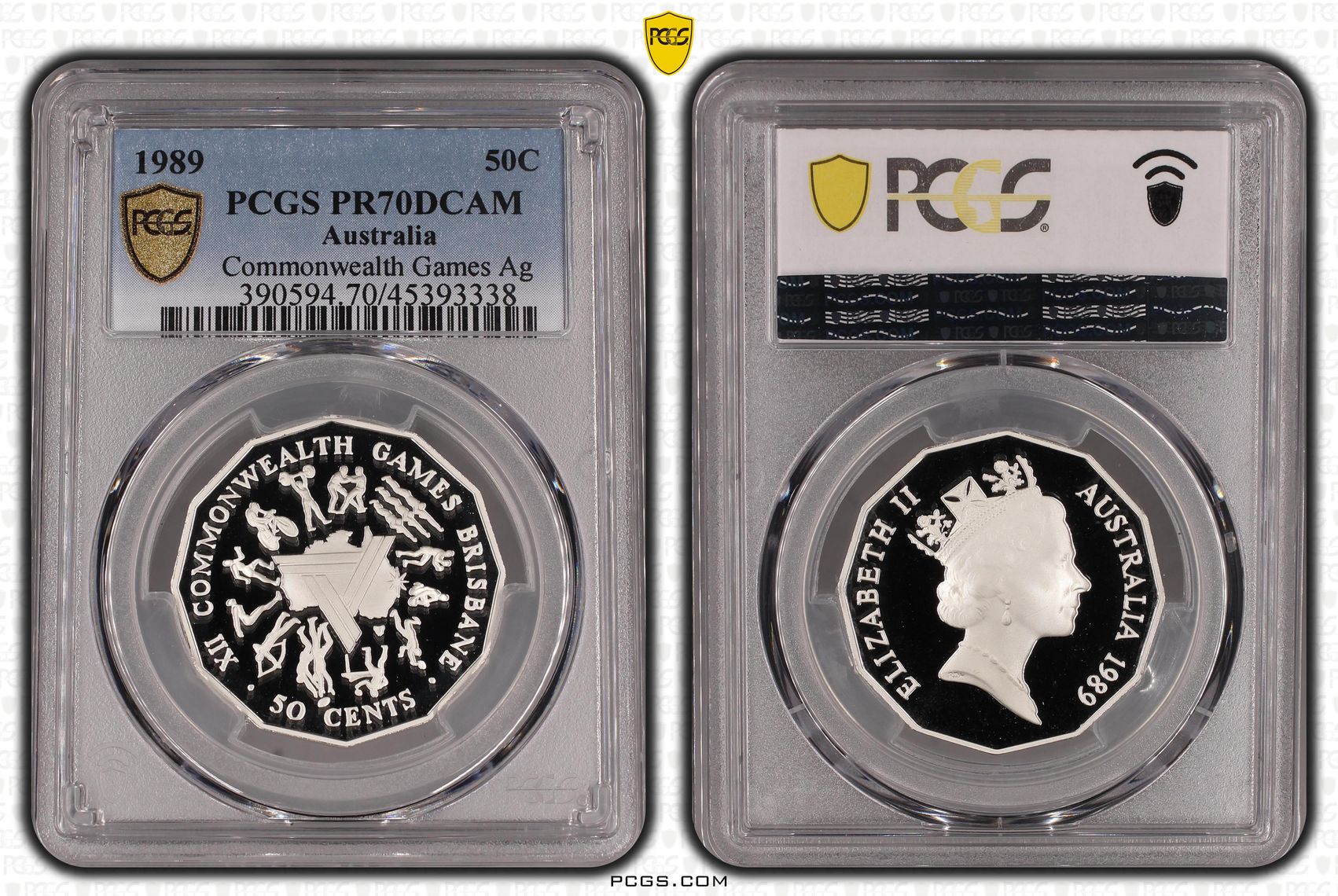 Commonwealth Games Ag, Fifty Cent, 1989, PCGS PR70DCAM