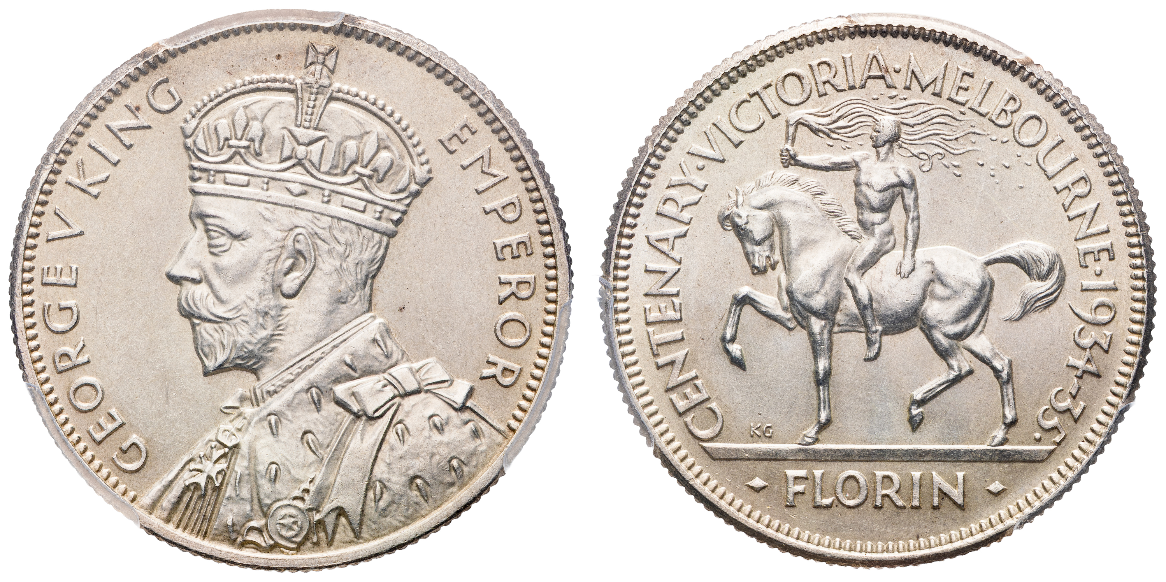 George V, Florin, 1934-35, PCGS MS 64