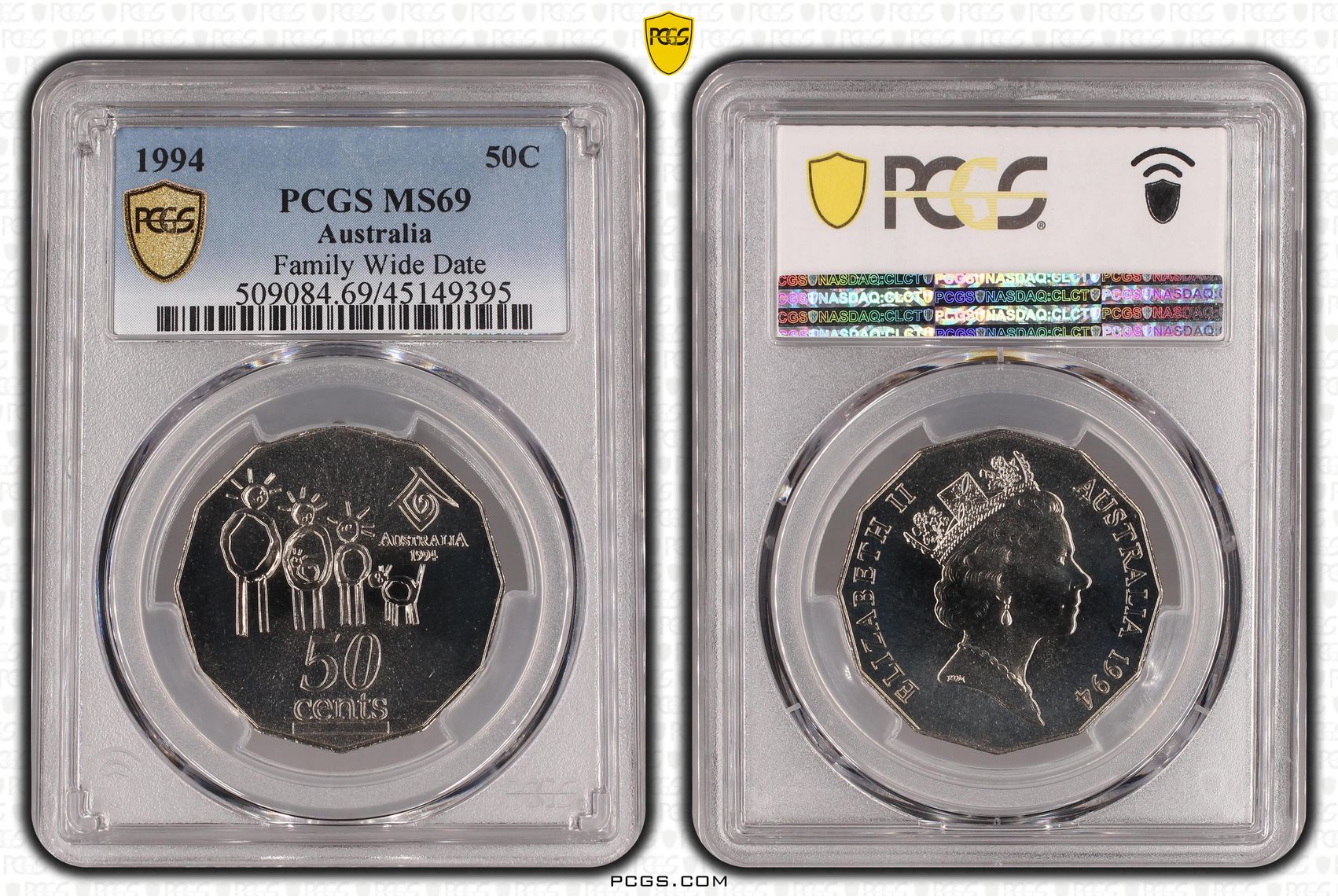 1994 Australia Fifty Cent, 50c Family Wide Date PCGS - MS69 -395