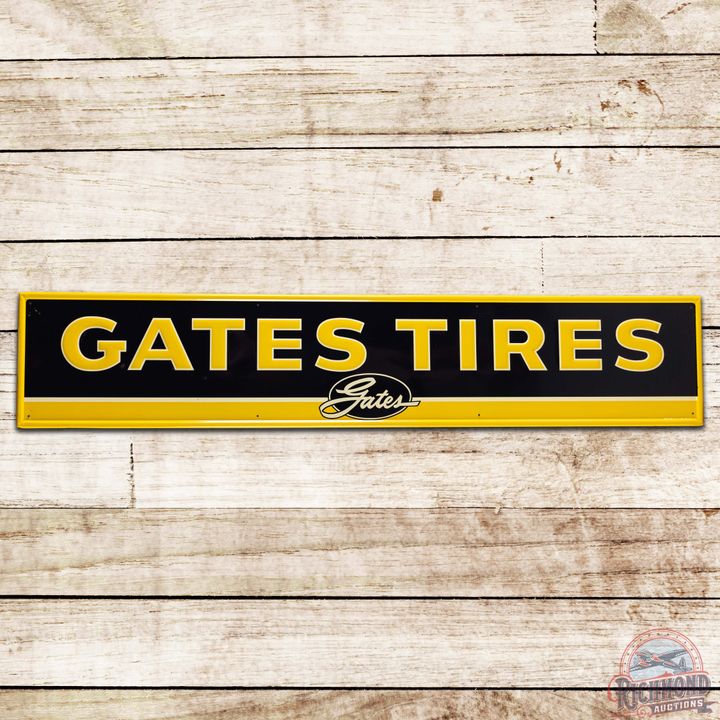 Gates Tires Embossed 6' SS Tin Sign w/ Logo