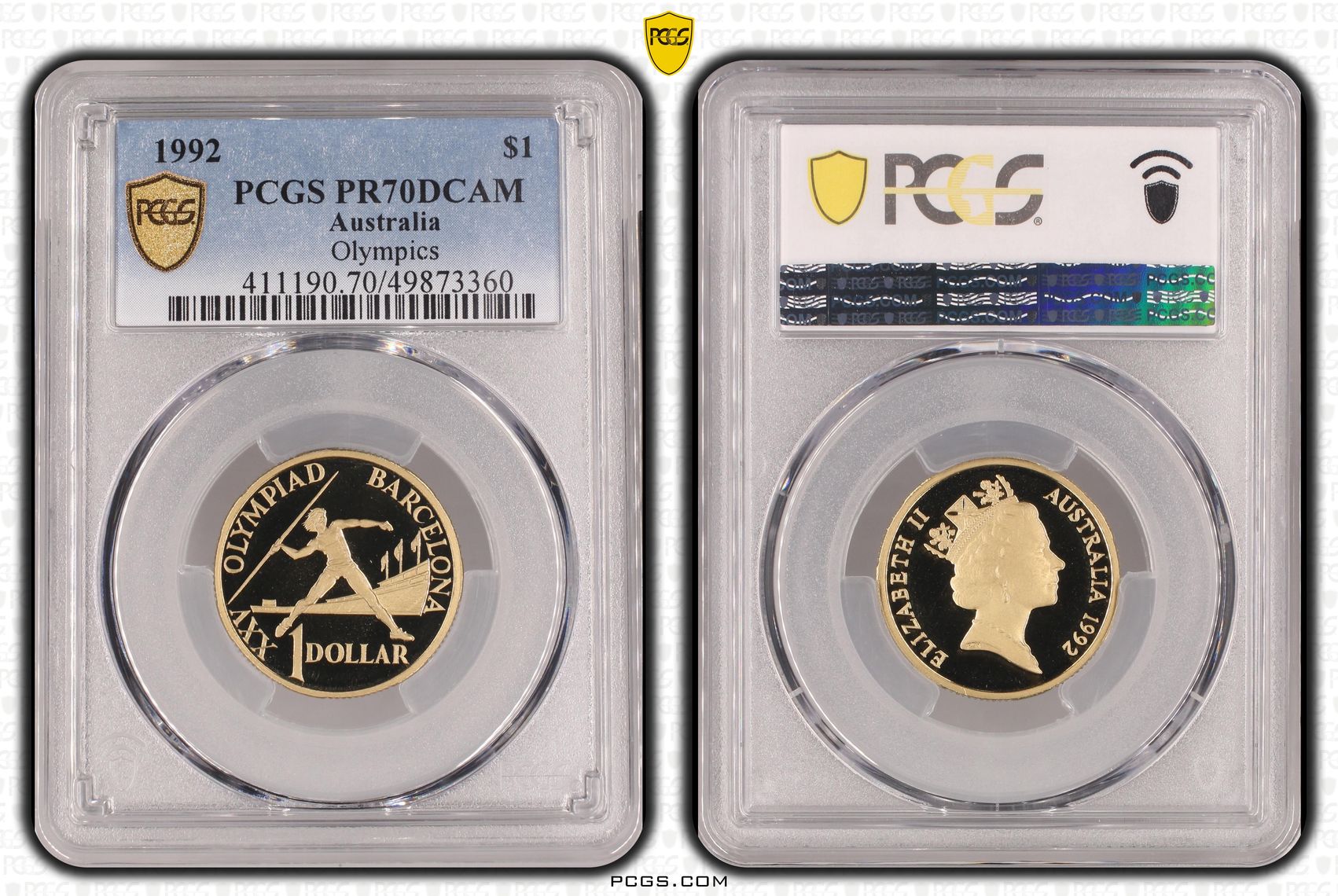 Olympics POP 17/0, One Dollar, 1992, PCGS PR70DCAM