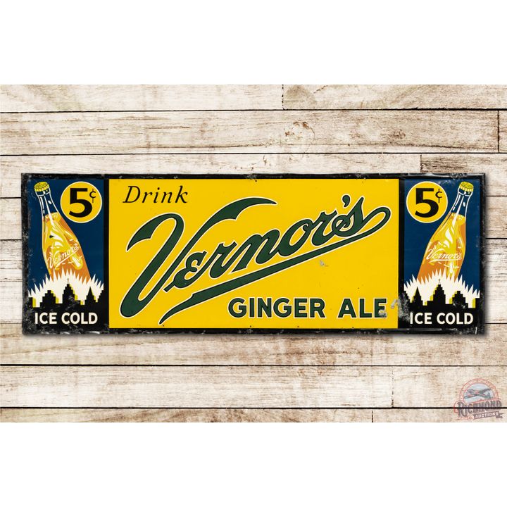 48" Drink Vernor's Ginger Ale & Bottle Metal Sign TAC 7