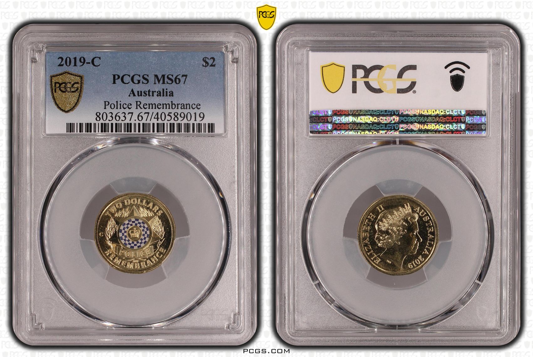 Elizabeth II, Police Remembrance, Two Dollar, 2019-C, PCGS MS67