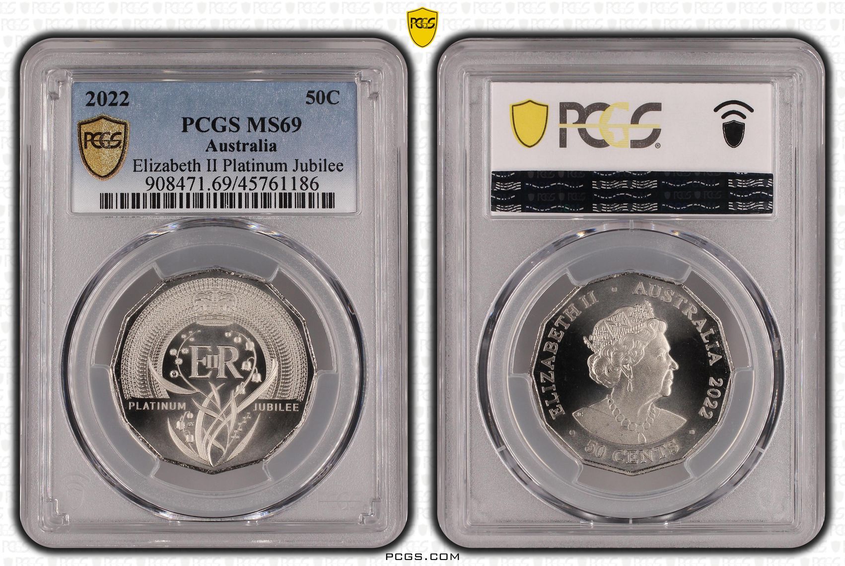Elizabeth II Platinum Jubilee, Fifty Cent, 2022, PCGS MS 69