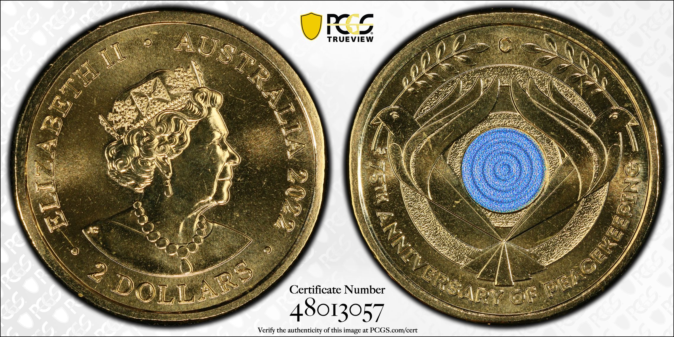 Elizabeth II, Peacekeeping Colorized, Two Dollar, 2022, PCGS MS69