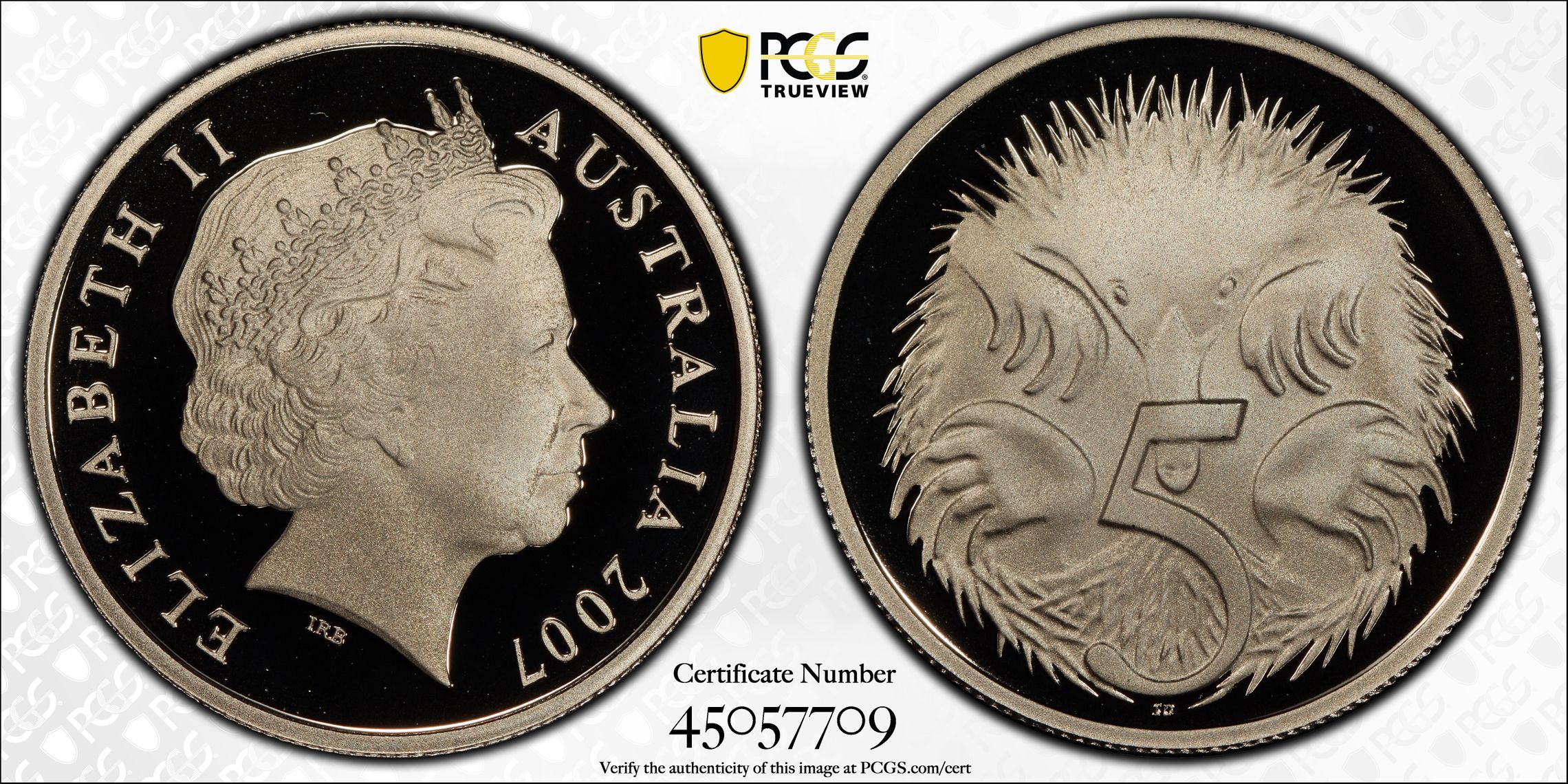 2007 Australia Five Cent, 5c PCGS - PR70DCAM POP 35/0 -709