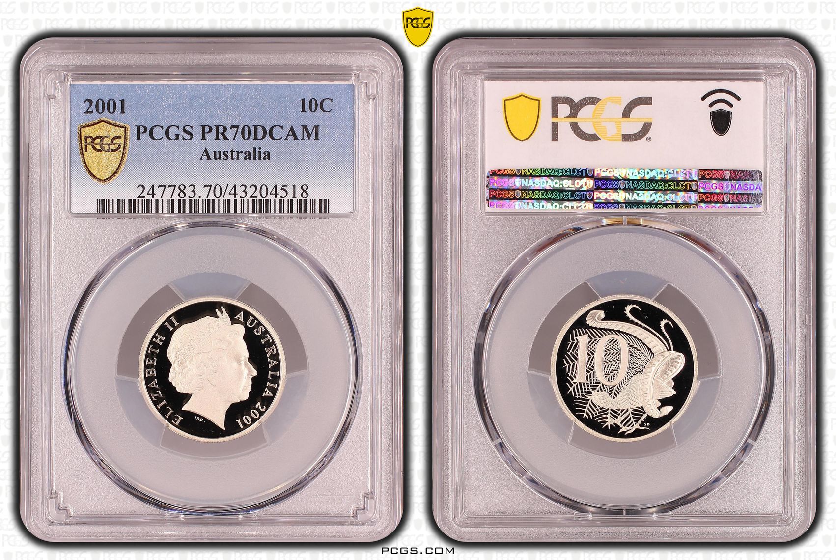 Ten Cent, 2001, Pcgs Pr70dcam