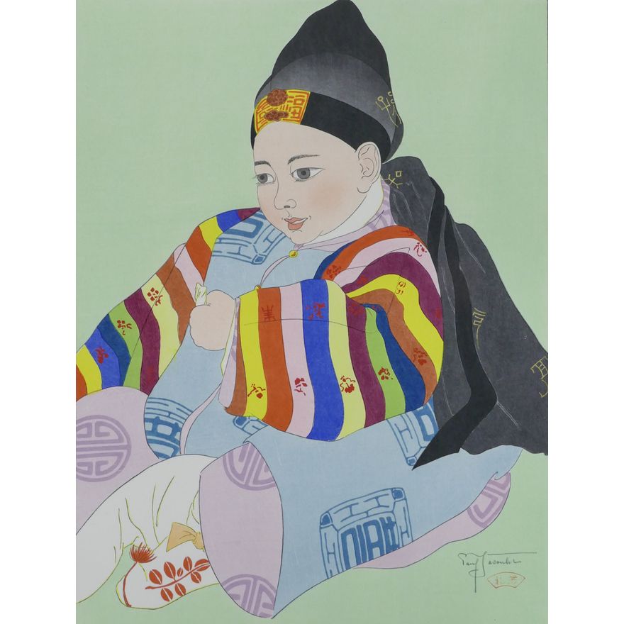 Paul Jacoulet ''Bebe Coreen, Seoul'' 1934 Woodblock