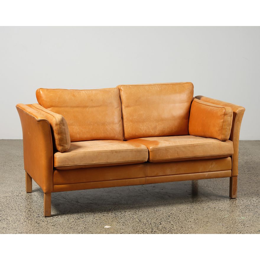 Vemb Polstermøbelfabrik - 1960s Danish two-seater leather sofa
