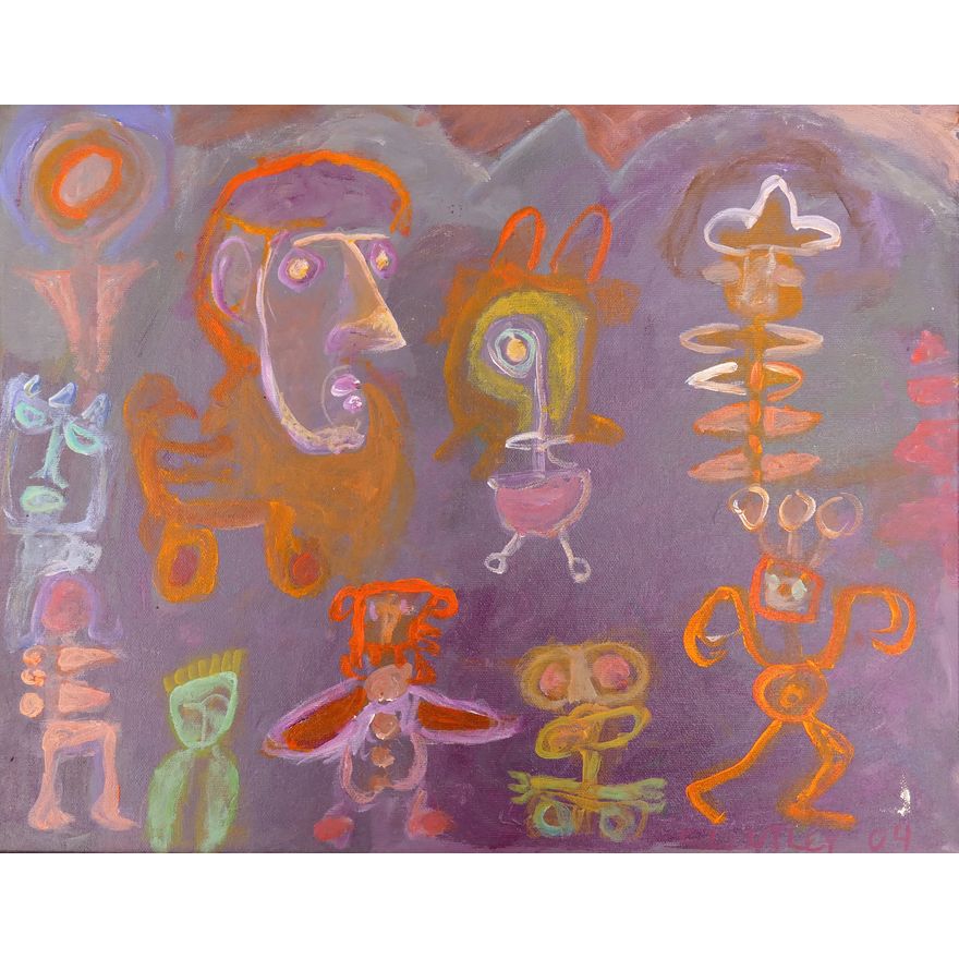 Claude Utley (1955-2021 Washington) 'Lamp Dancers' 2004 Oil on Canvas-14.5x18.5'' (SMALL)