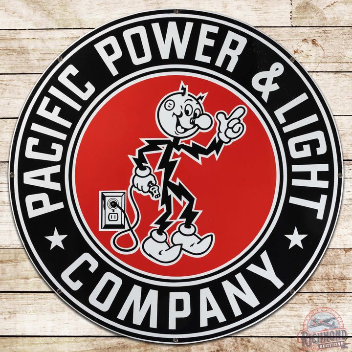 Pacific Power & Light Company 36" SS Porcelain Sign w/ Reddy Kilowatt