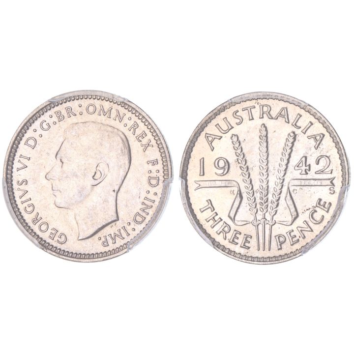 George VI, Threepence, 1942-S, PCGS MS 64