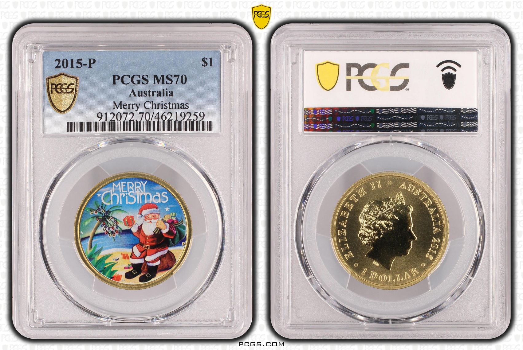 Merry Christmas, POP 1/0, One Dollar, 2015-P, PCGS MS70
