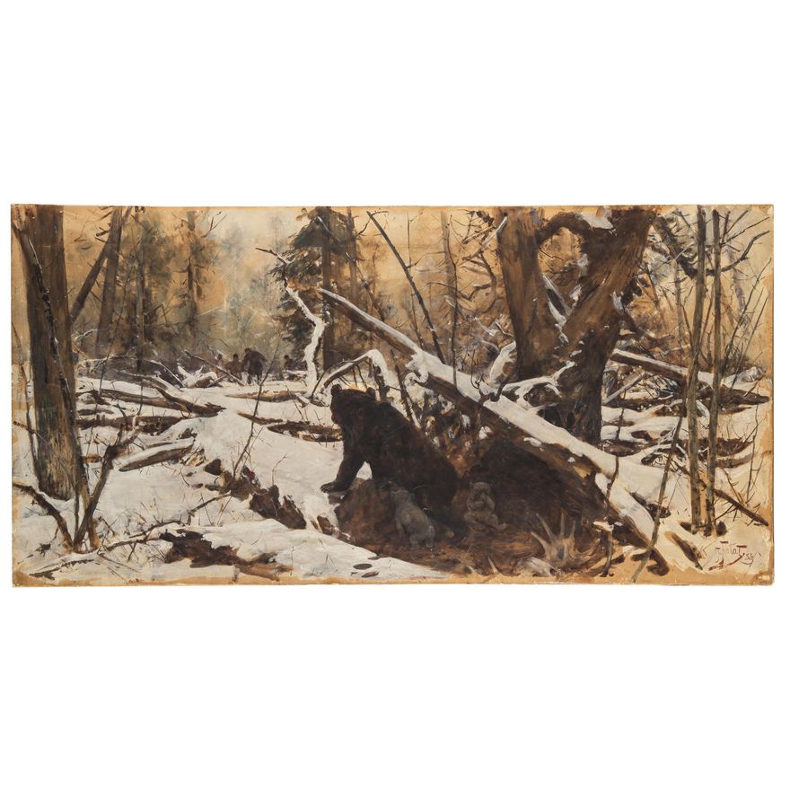 Julian Fałat | Polowanie na niedźwiedzicę, 1888 r.