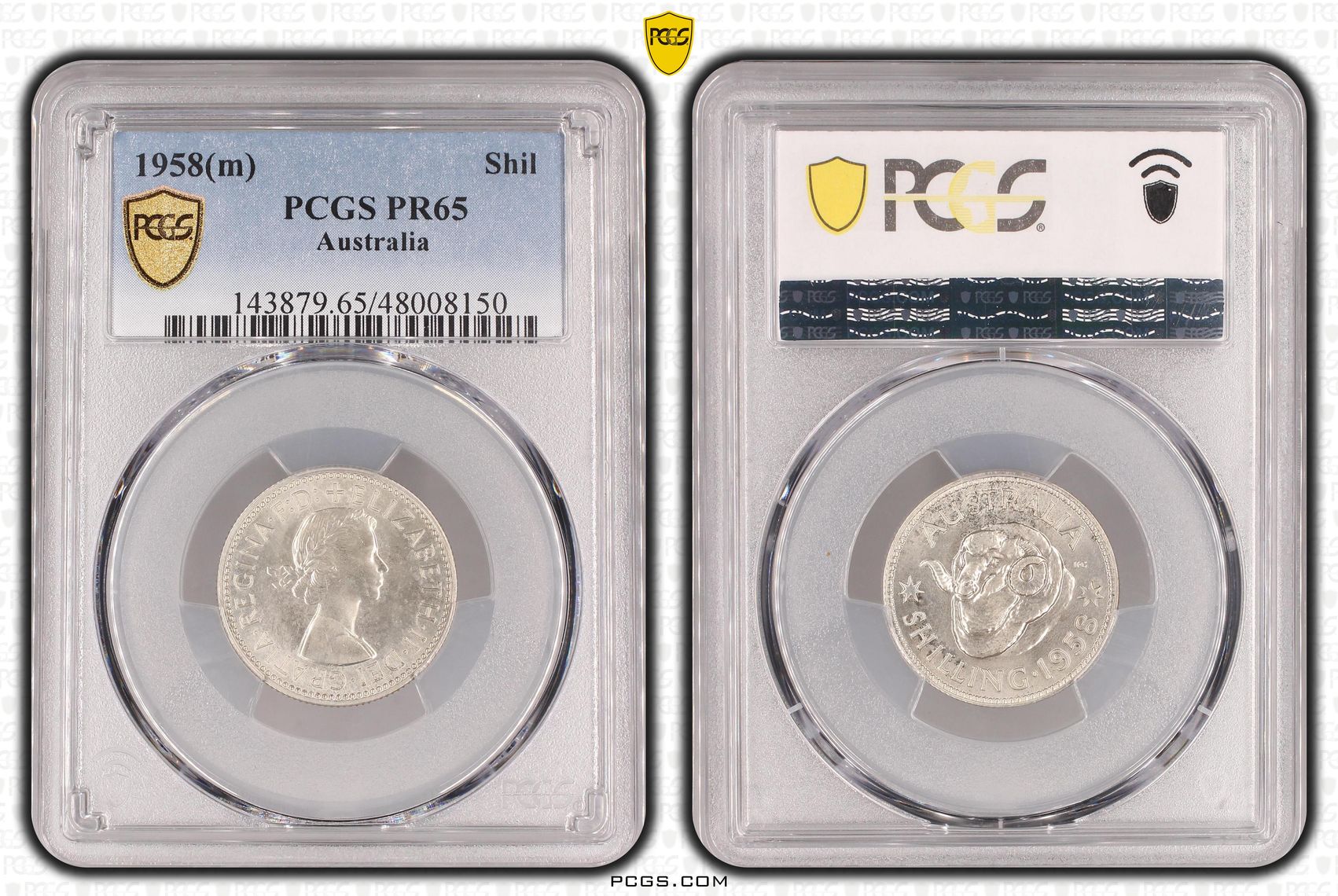 Elizabeth II, Shilling, 1958(m), PCGS PR65