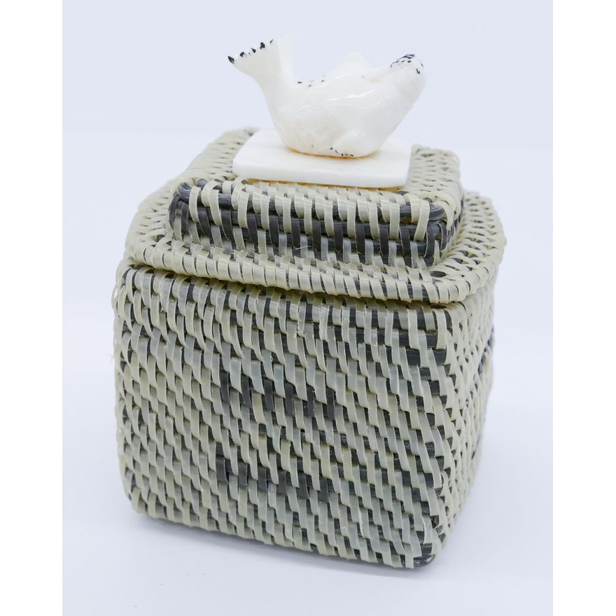 Andrew Tooyak Sr. Covered Walrus Baleen Basket