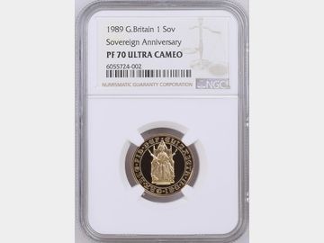 1989 ELIZABETH II 'TUDOR ROSE' PROOF GOLD SOVEREIGN PF70 UCAM