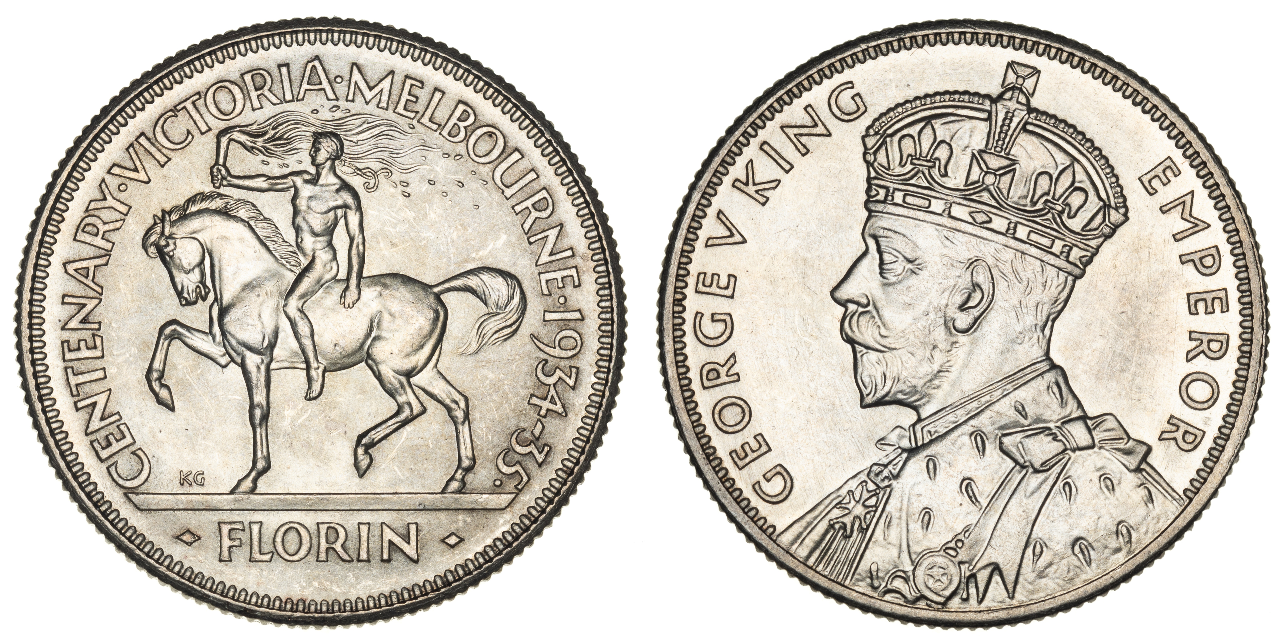 George V, Florin, 1934-35, UNC