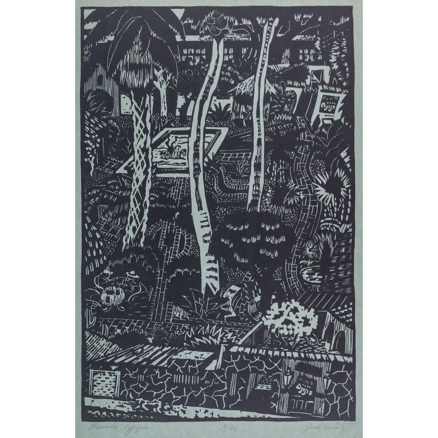 Jack McLarty ''Posada Ajijic'' S/N Woodcut Sheet 22.5''x16.75''.