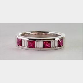 0.700CTS RUBIES & 0.296CTS DIAMONDS COLOUR F/G CLARITY VVS/VS IN 18CT WHITE GOLD RING - 51543/72 - 51629/067