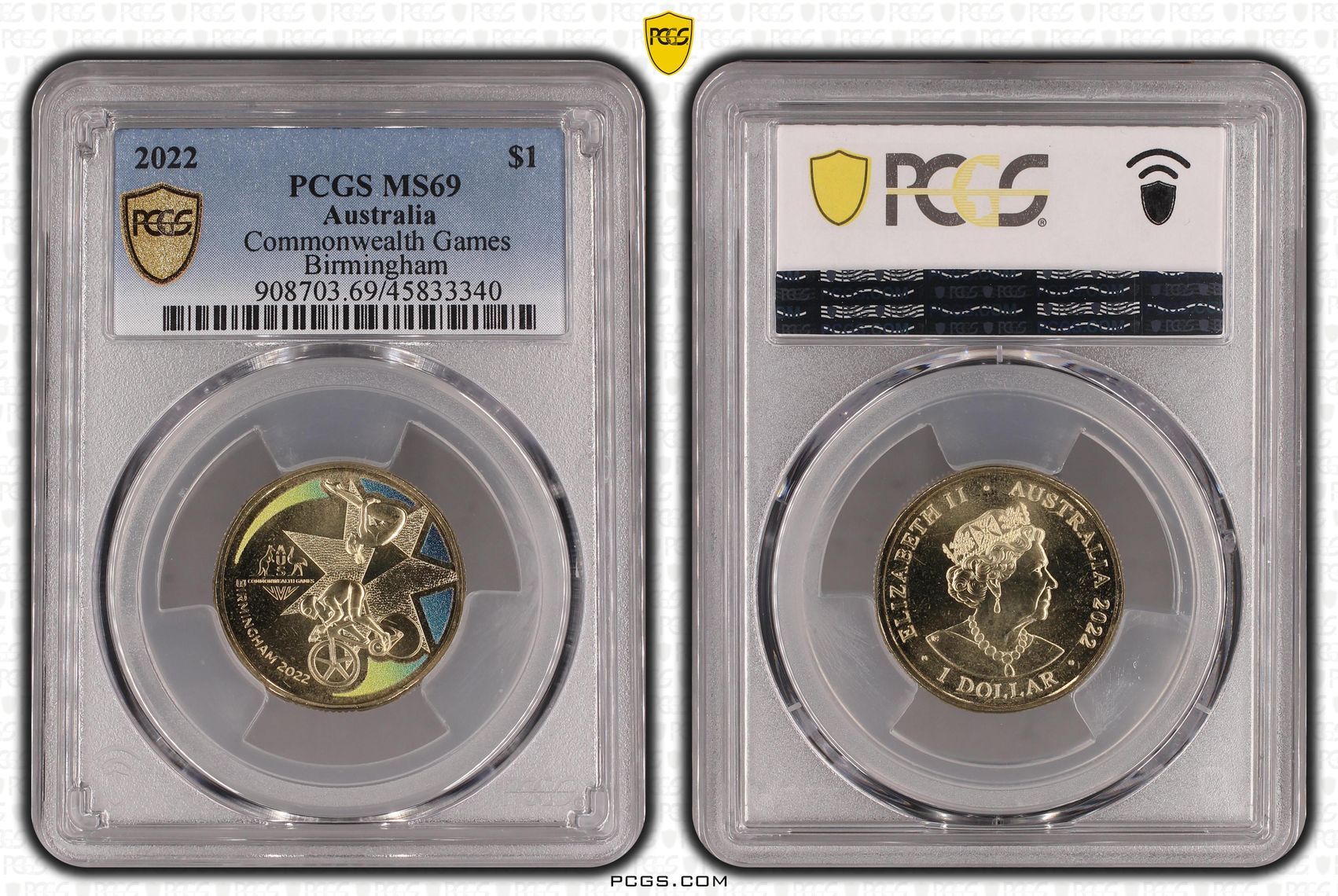 Elizabeth II, Commonwealth Games - Birmingham AI-Br, One Dollar, 2022, PCGS MS69