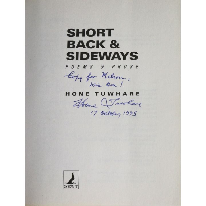 TUWHARE, HONE  [association copy], Short Back & Sideways. Poems & Prose