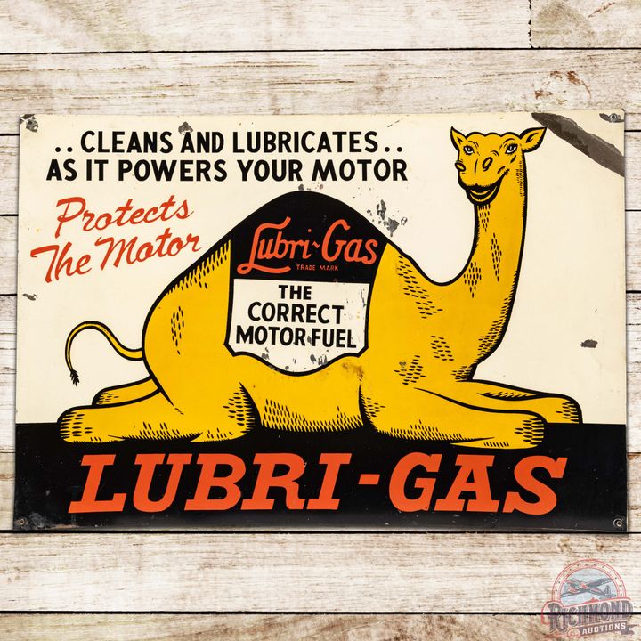 Lubri-Gas The Correct Motor Fuel SST Sign w/ Camel