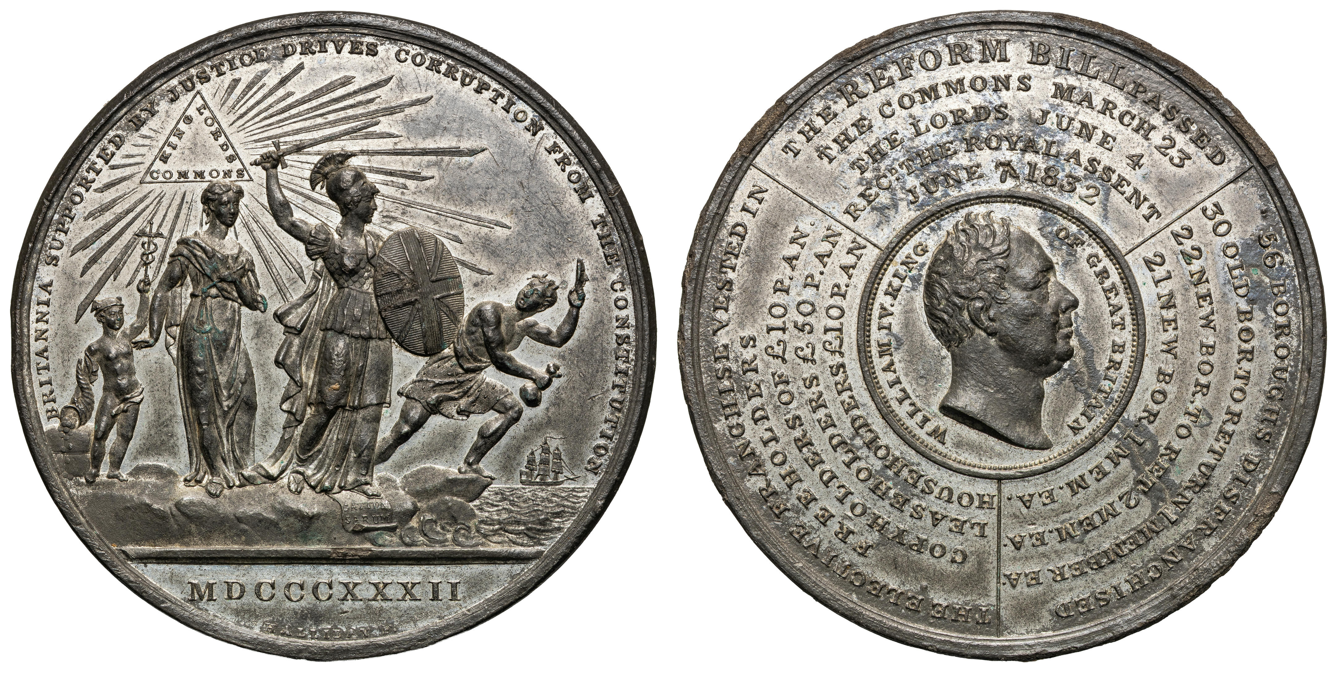 William IV, Reform Bill Medallion, 1832, gEF