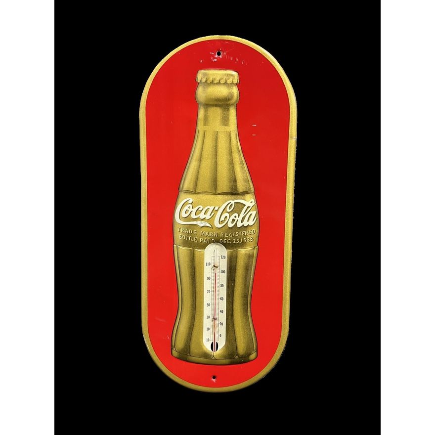 Coca Cola Coke Christmas Tin Metal Soda Thermometer