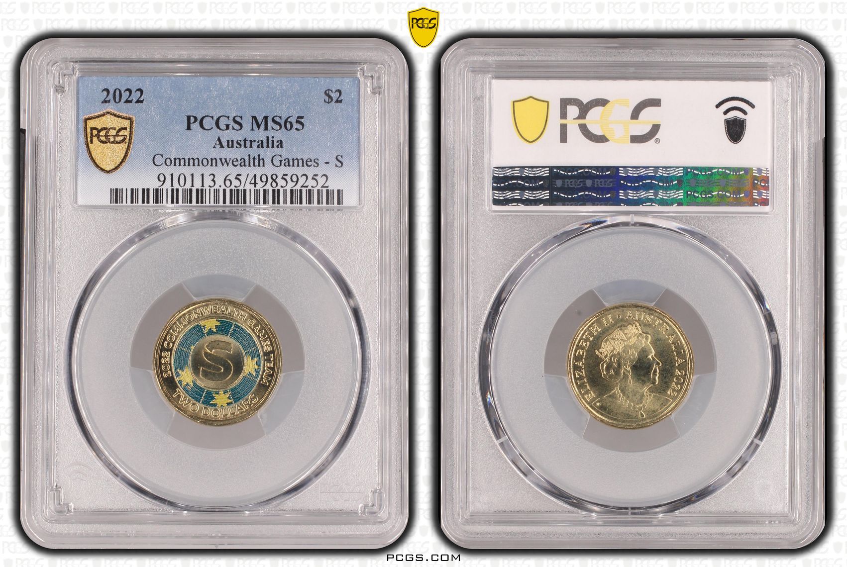 Commonwealth Games - S Colorized , Two Dollar, 2022, PCGS MS65