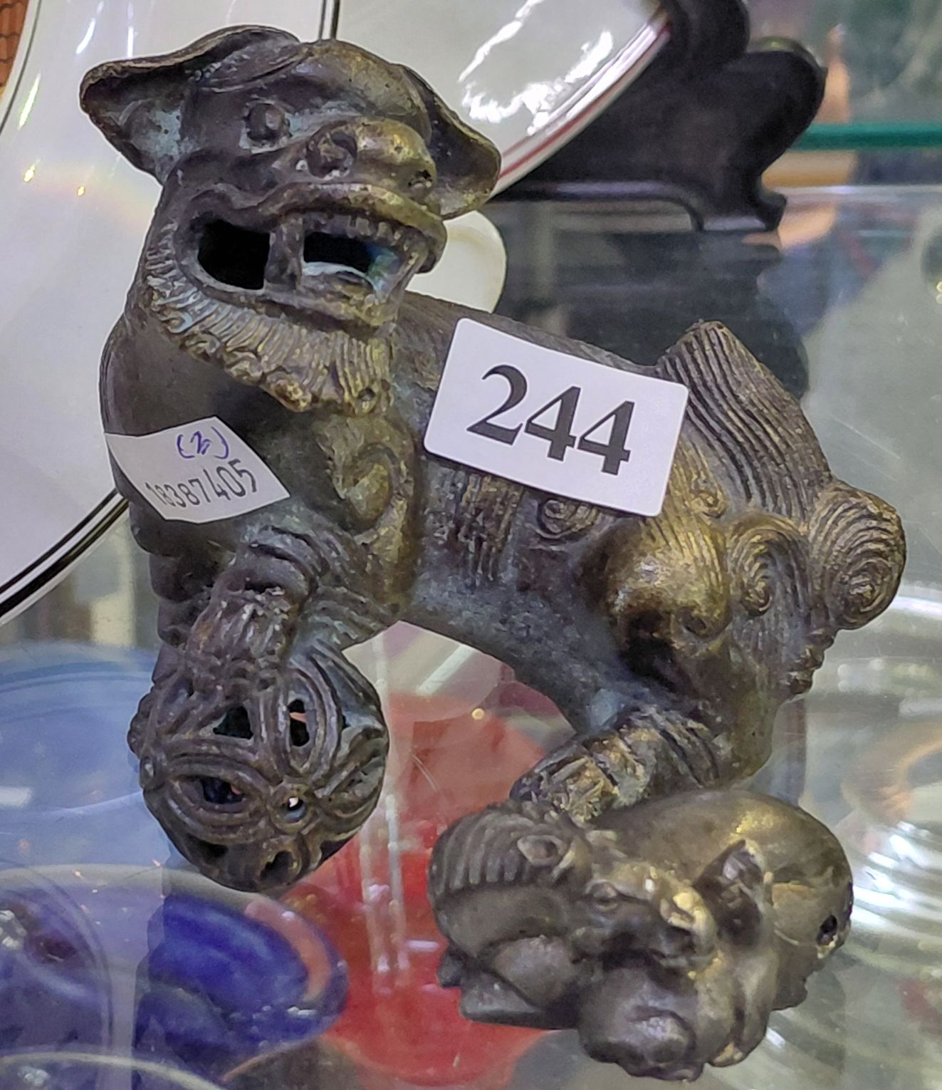 244 · CAST METAL FU DOG AND HORSE