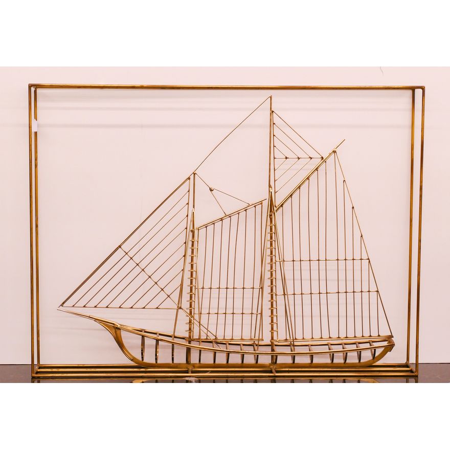 Curtis Jere 1976 Wire Boat Sculpture- 39x52x7''