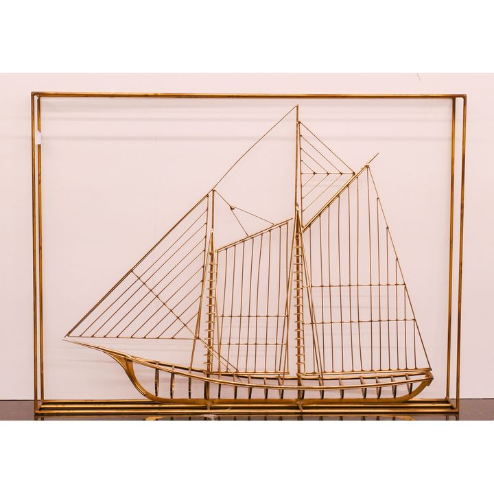 Curtis Jere 1976 Wire Boat Sculpture- 39x52x7''
