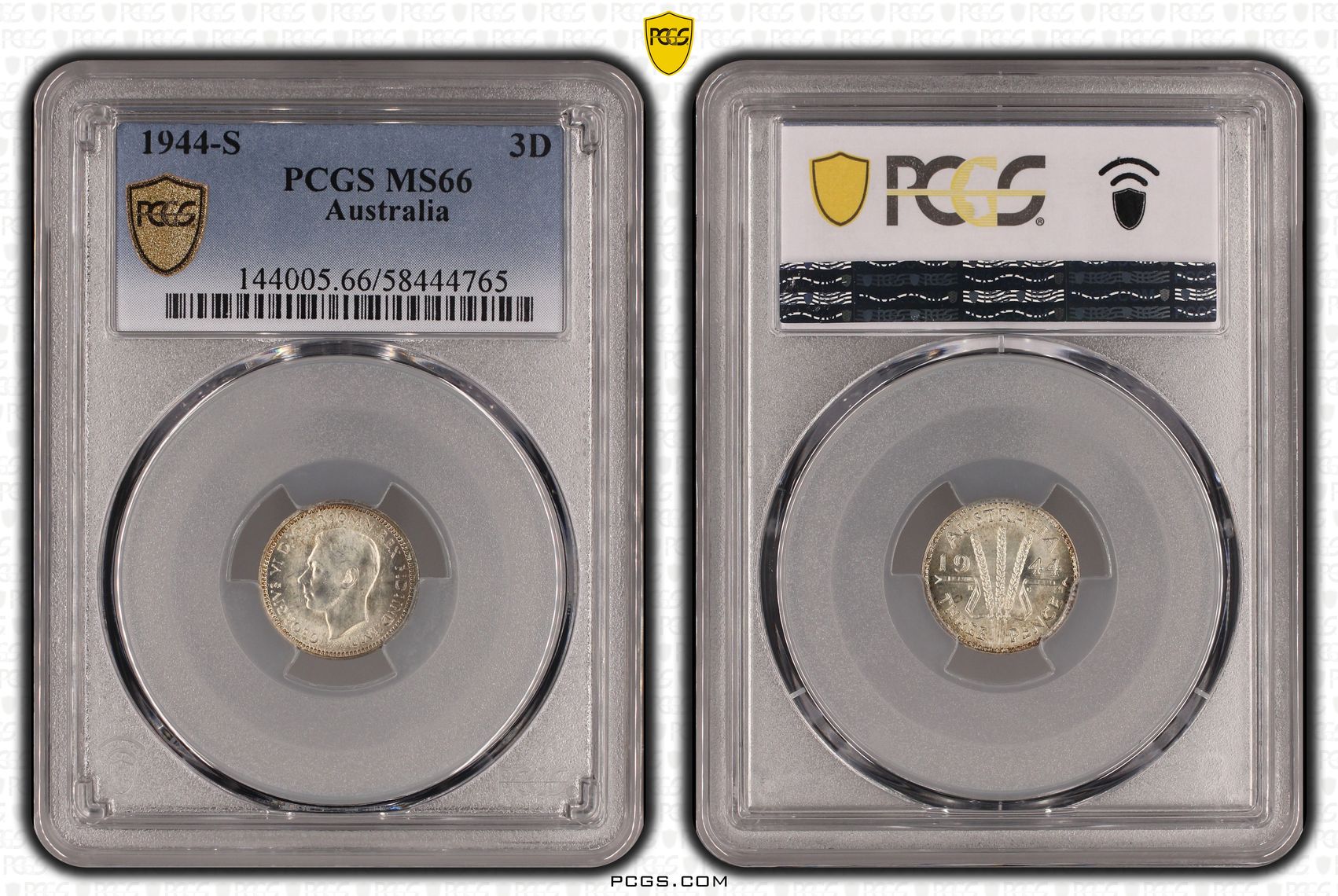George VI, Threepence, 1944-S, PCGS MS66