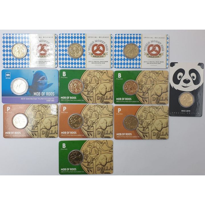 Unc. Privy Mark $1 Coins (x11)
