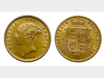 1872 LONDON MINT HALF SOVEREIGN DIE 97- NOSE TO T