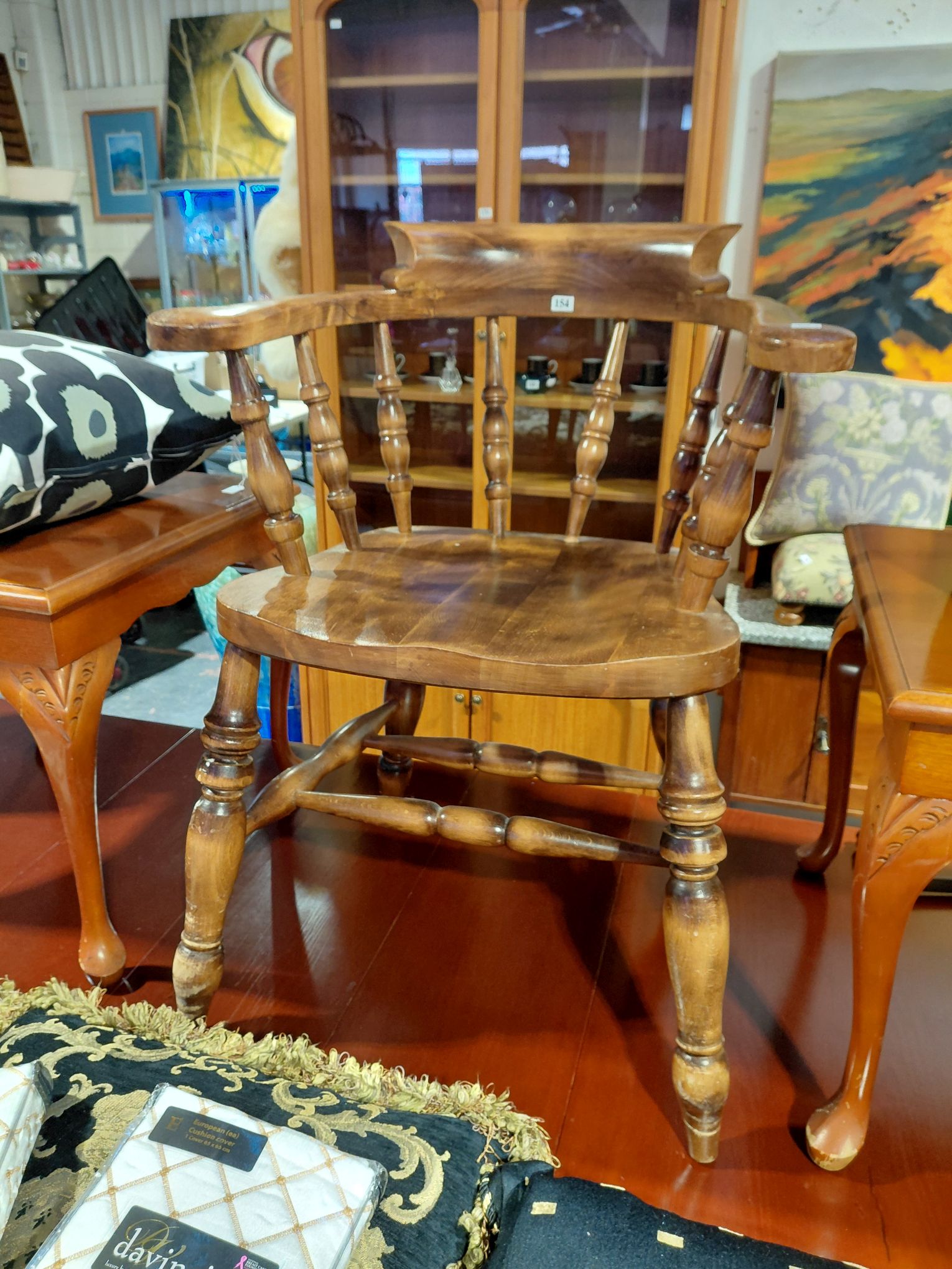 154 · VINTAGE HARDWOOD ELBOW CHAIR