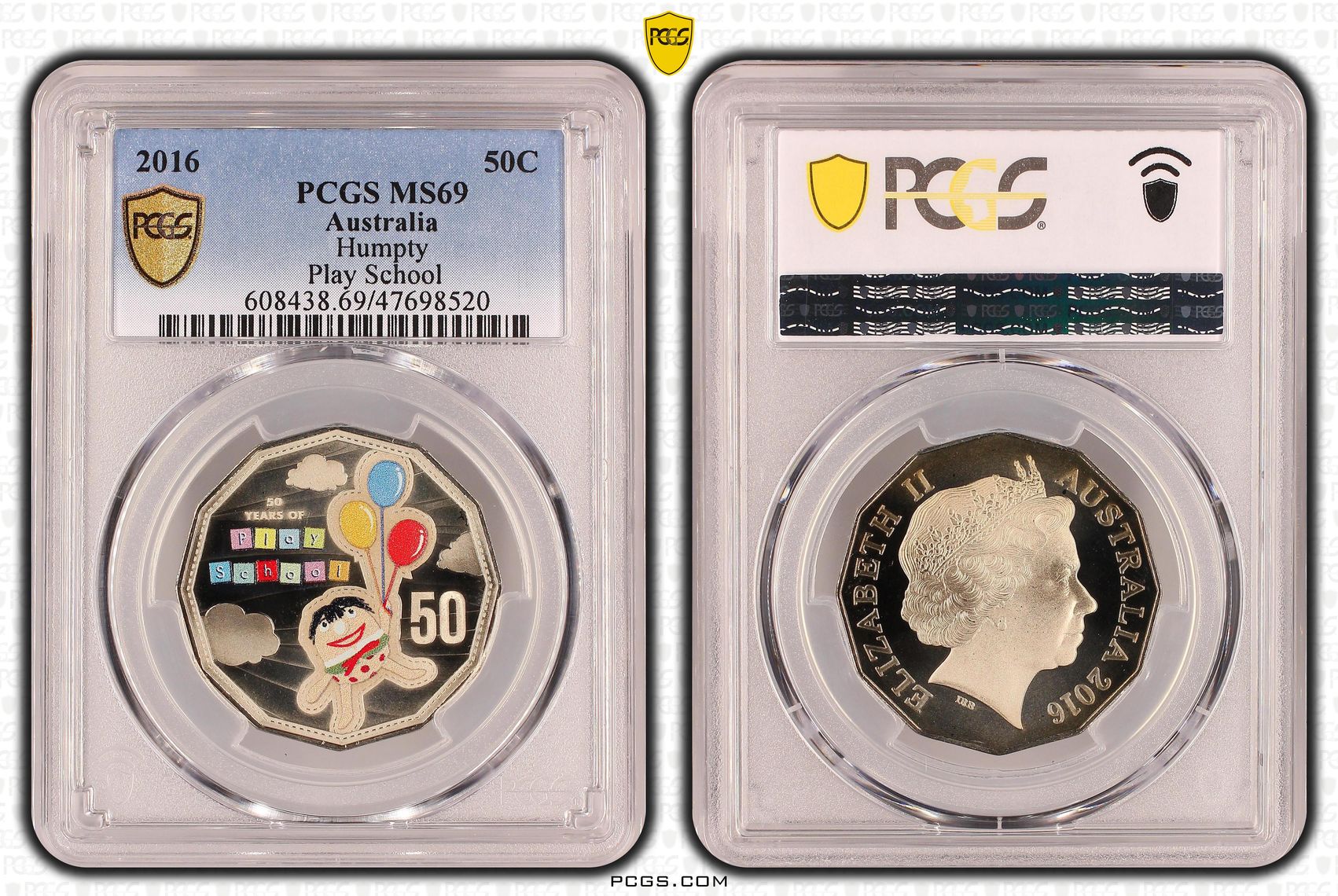 Elizabeth II, Play School Humpty, Fifty Cent, 2016, PCGS MS69