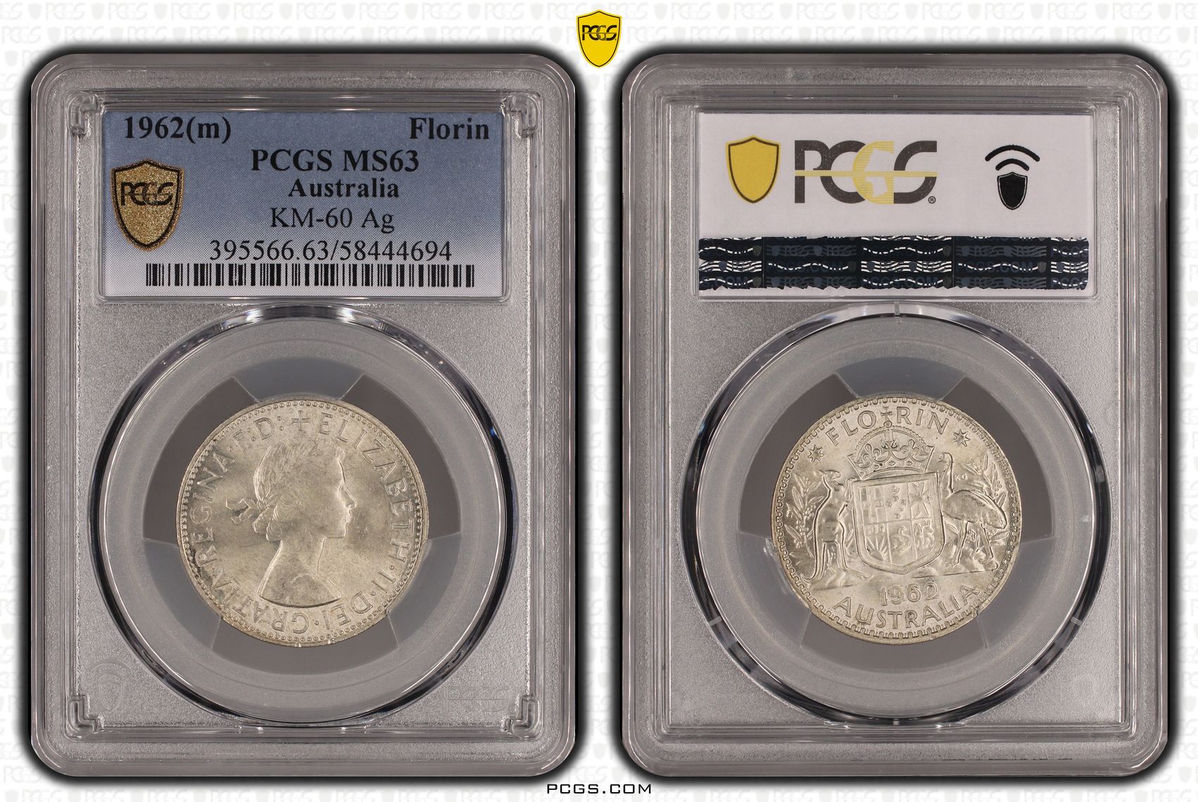 Elizabeth II, Florin, 1962, PCGS MS63