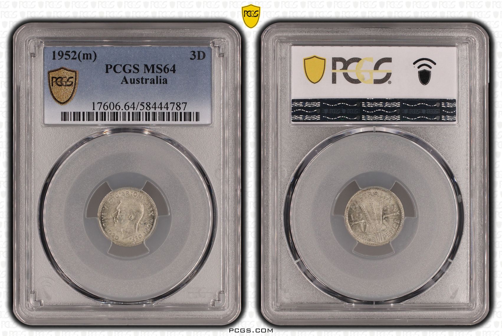 George VI, Threepence, 1952(m), PCGS MS64