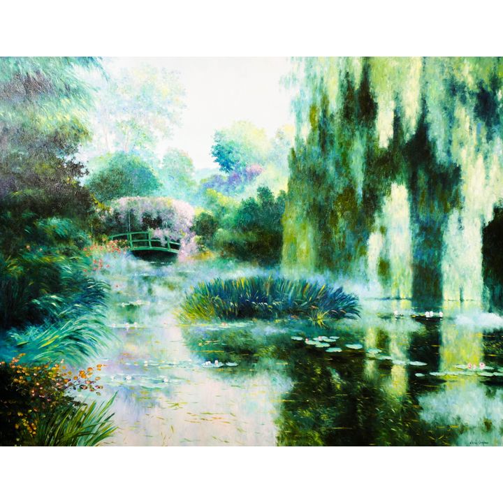 LARGE Claude Cambour 'Reve de Brume' (Dream of Mist) Oil on Canvas Painting- 53x66"