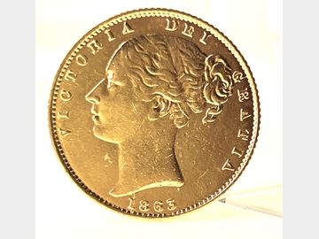 1863 VICTORIA YOUNG HEAD #DIE 17 SHIELD SOVERIEGN (DIE AXIS OFF CENTRE)